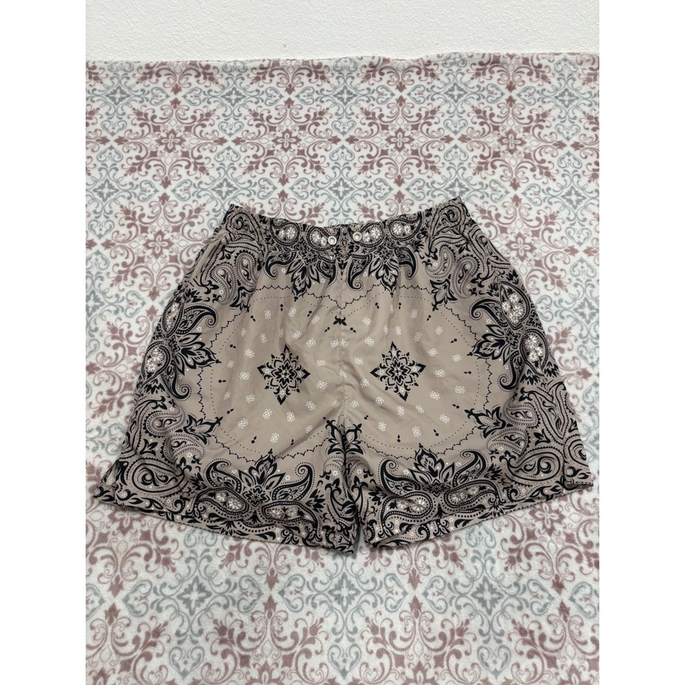 Maison Article Bandana Paisley Shorts Tan Black Cruise Collection Mens 2XL